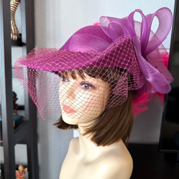 Vintage Lancaster Purple Wool Hat with Veil - Picture 7 of 9